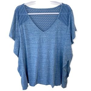 Lane Bryant Ruffle V-Neck Shirt Sleeve Shirt Top